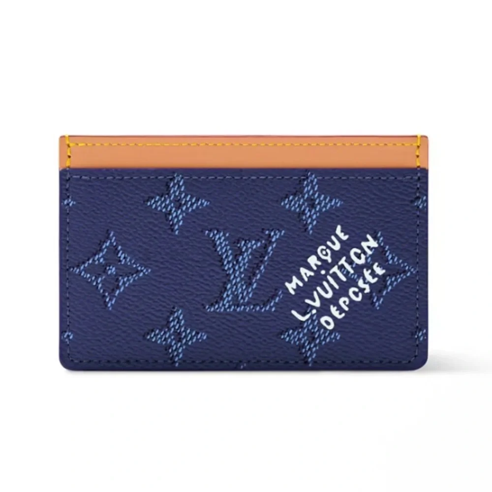 Louis Vuitton Blue and Tan Card Holder